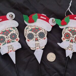 Punk Rock Sugar Skull Santa Claus set of 3